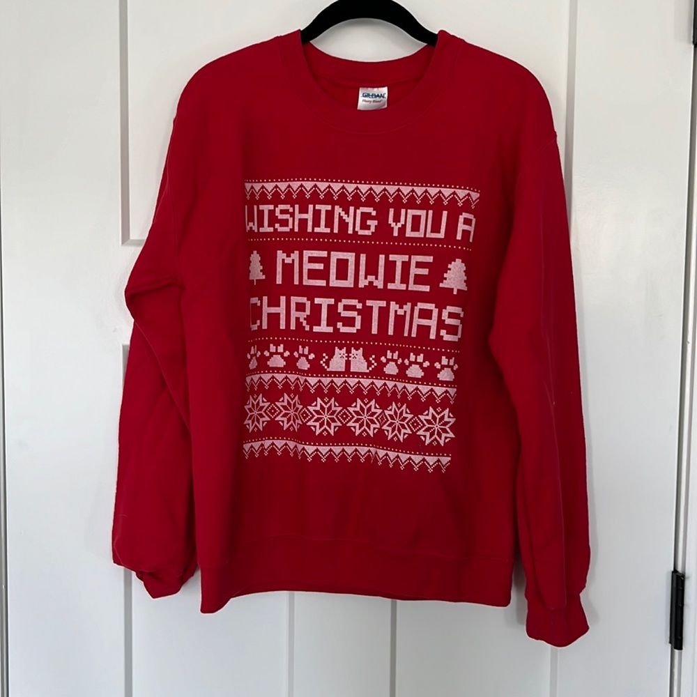 Meowie Christmas Ugly Sweater Red Size S